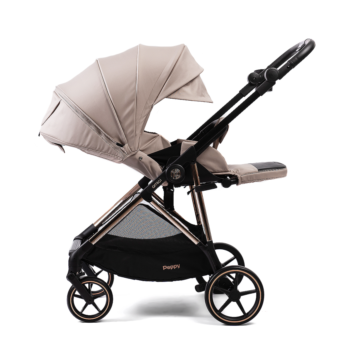 Прогулочная коляска Peppy Amici Beige бежевый, рама золото (LX) — изображение 9