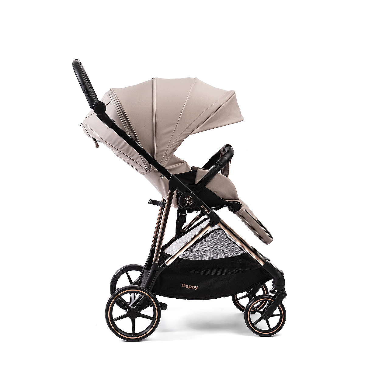 Прогулочная коляска Peppy Amici Beige бежевый, рама золото (LX) — изображение 8