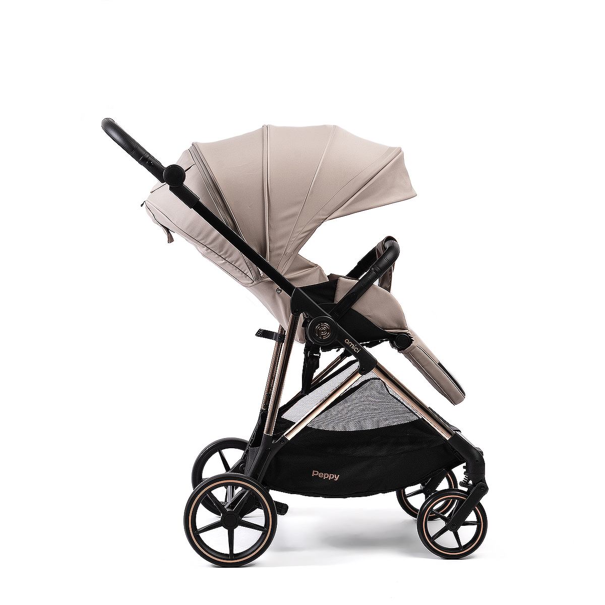Прогулочная коляска Peppy Amici Beige бежевый, рама золото (LX) — изображение 7