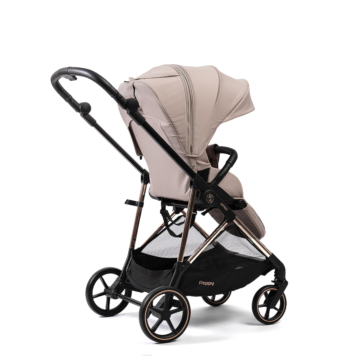 Прогулочная коляска Peppy Amici Beige бежевый, рама золото (LX) — изображение 4