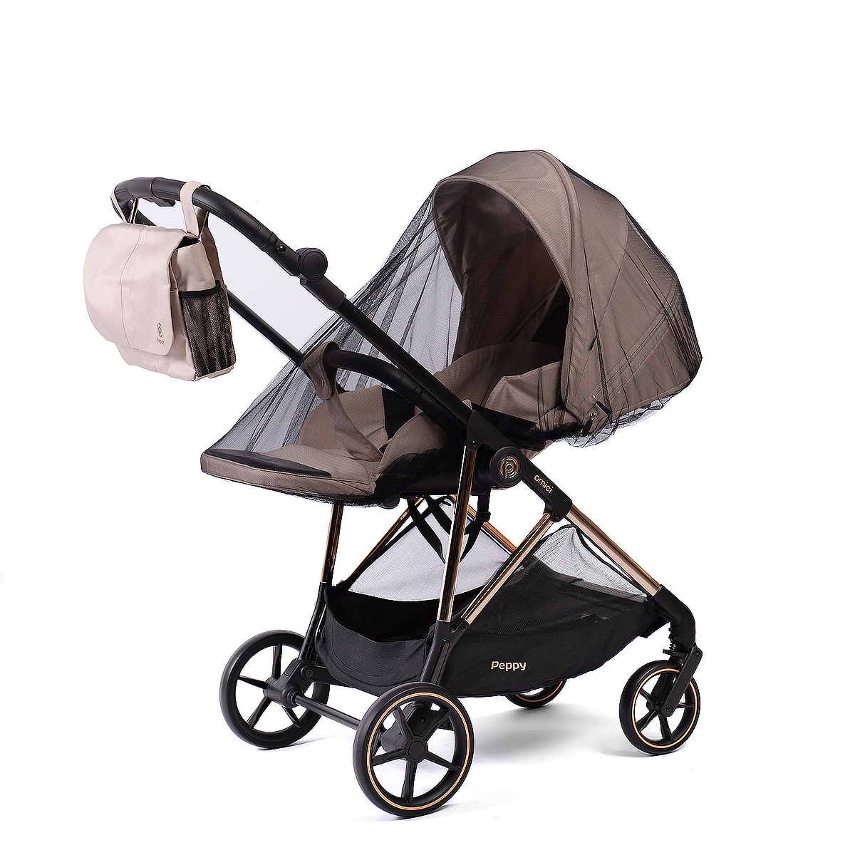 Прогулочная коляска Peppy Amici Beige бежевый, рама золото (LX) — изображение 17