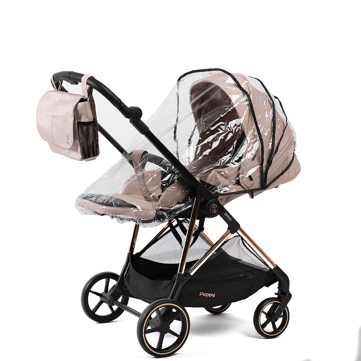 Прогулочная коляска Peppy Amici Beige бежевый, рама золото (LX) — изображение 16